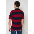 Mens Casual Yarn Dye Stripes Short Sleeve Polo